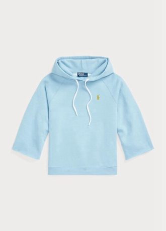 Blå hoodie i fleece från Ralph Lauren Cutoff-manschett för kvinnor