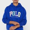 Blå luvtröja med Ralph Lauren logotyp för män Blå luvtröja med Ralph Lauren logotyp för män