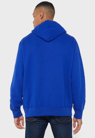 Blå luvtröja med Ralph Lauren logotyp för män