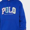 Blå luvtröja med Ralph Lauren logotyp för män Blå luvtröja med Ralph Lauren logotyp för män