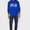 Blå luvtröja med Ralph Lauren logotyp för män Blå luvtröja med Ralph Lauren logotyp för män