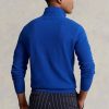 Blå mäns Ralph Lauren Meshstickad bomullströja med kvarts dragkedja Blå mäns Ralph Lauren Meshstickad bomullströja med kvarts dragkedja