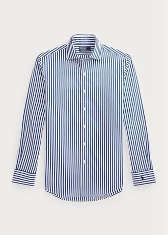 Blå mäns Ralph Lauren Regent Custom Fit randiga poplin formella skjortor