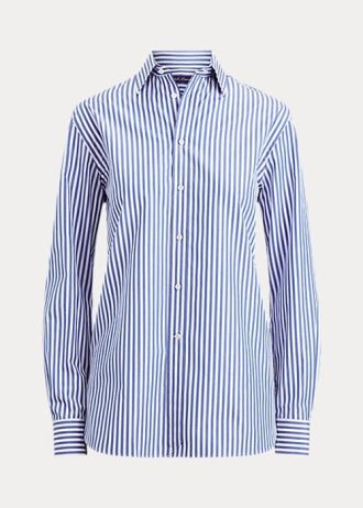 Blå Ralph Lauren Adrien randiga bomullsskjortor för kvinnor