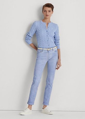 Blå Ralph Lauren-belagda, raka ankeljeans i medelhög höjd för kvinnor