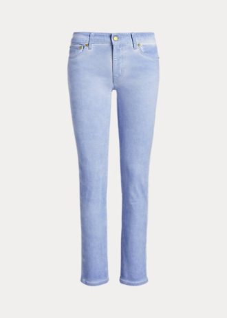 Blå Ralph Lauren-belagda, raka ankeljeans i medelhög höjd för kvinnor