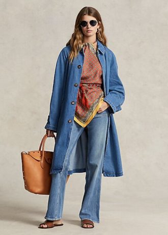 Blå Ralph Lauren bilrockar i bomull-silkeblandning för kvinnor