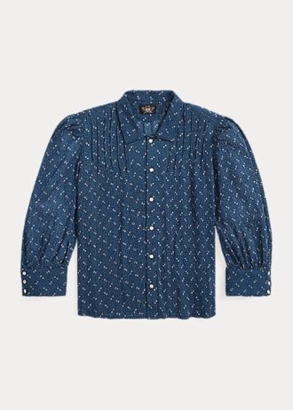 Blå Ralph Lauren blommiga blusskjortor i bomull med voile