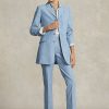 Blå Ralph Lauren Chambray Kick-Flare Cropped Pants för kvinnor