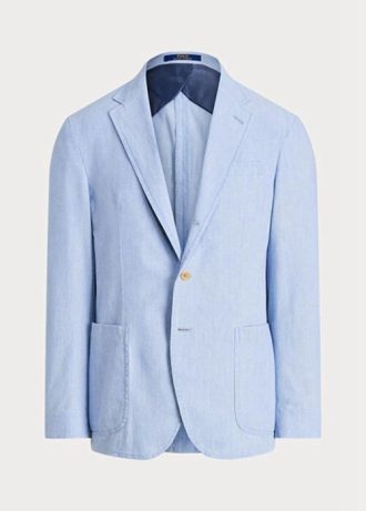 Blå Ralph Lauren Chambray kostymblazers för män