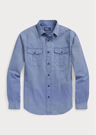 Blå Ralph Lauren Chino Work Shirts med klassisk passform för män