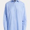 Blå Ralph Lauren Cotton hög-låga skjortor för kvinnor Blå Ralph Lauren Cotton hög-låga skjortor för kvinnor