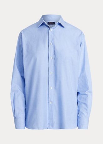 Blå Ralph Lauren Cotton hög-låga skjortor för kvinnor