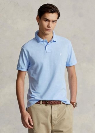 Blå Ralph Lauren Custom Slim Fit Mesh pikétröjor för män
