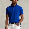 Blå Ralph Lauren Custom Slim Fit Mesh pikétröjor för män