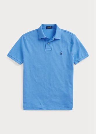 Blå Ralph Lauren Custom Slim Fit Mesh pikétröjor för män