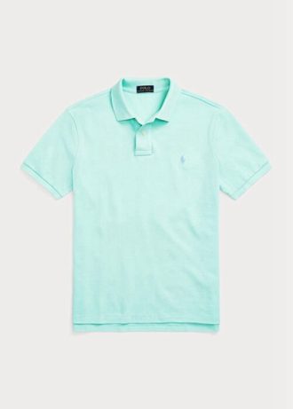 Blå Ralph Lauren Custom Slim Fit Mesh pikétröjor för män