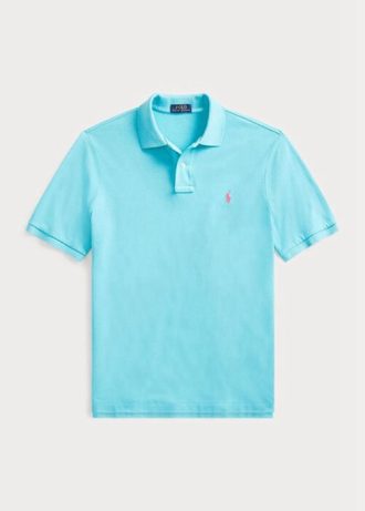 Blå Ralph Lauren Custom Slim Fit Mesh pikétröjor för män