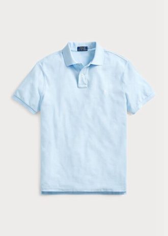 Blå Ralph Lauren Custom Slim Fit Mesh pikétröjor för män