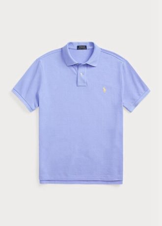 Blå Ralph Lauren Custom Slim Fit Mesh pikétröjor för män