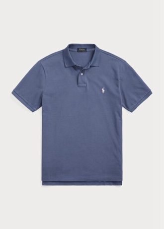 Blå Ralph Lauren Custom Slim Fit Mesh pikétröjor för män