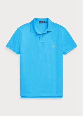 Blå Ralph Lauren Custom Slim Fit Mesh pikétröjor för män