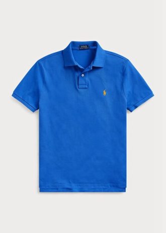 Blå Ralph Lauren Custom Slim Fit Mesh pikétröjor för män