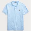 Blå Ralph Lauren Custom Slim Fit Pikétröjor i mjuk bomull för män