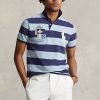 Blå Ralph Lauren Custom Slim Fit Pikétröjor med mesh för stora ponnyer för män Blå Ralph Lauren Custom Slim Fit Pikétröjor med mesh för stora ponnyer för män