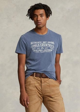 Blå Ralph Lauren Custom Slim Fit Polo Country T-shirts för män
