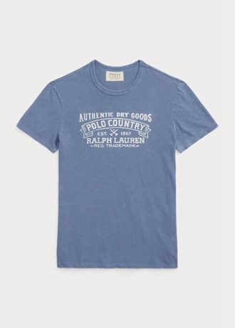 Blå Ralph Lauren Custom Slim Fit Polo Country T-shirts för män