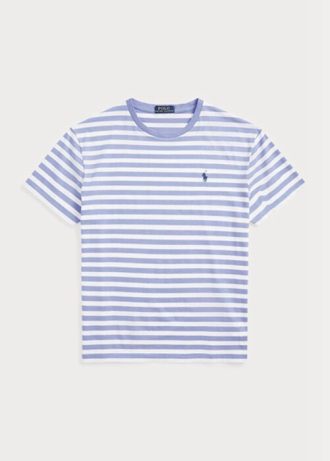 Blå Ralph Lauren Custom Slim Fit Randig T-shirt för män