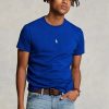 Blå Ralph Lauren Custom Slim Fit T-shirts med rund hals för män