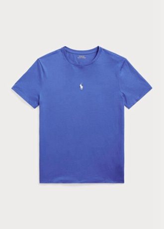 Blå Ralph Lauren Custom Slim Fit T-shirts med rund hals för män