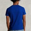 Blå Ralph Lauren Custom Slim Fit T-shirts med rund hals för män