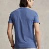 Blå Ralph Lauren Custom Slim Fit T-shirts med rund hals för män Blå Ralph Lauren Custom Slim Fit T-shirts med rund hals för män