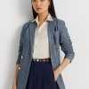 Blå Ralph Lauren dubbelknäppt Chambray blazer för kvinnor Blå Ralph Lauren dubbelknäppt Chambray blazer för kvinnor