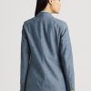 Blå Ralph Lauren dubbelknäppt Chambray blazer för kvinnor Blå Ralph Lauren dubbelknäppt Chambray blazer för kvinnor