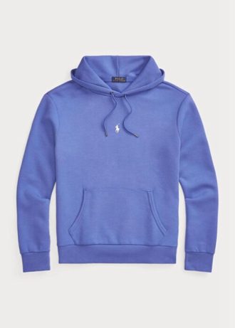 Blå Ralph Lauren dubbelstickad luvtröja för män