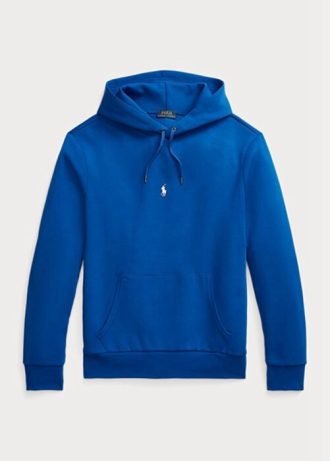 Blå Ralph Lauren dubbelstickad luvtröja för män
