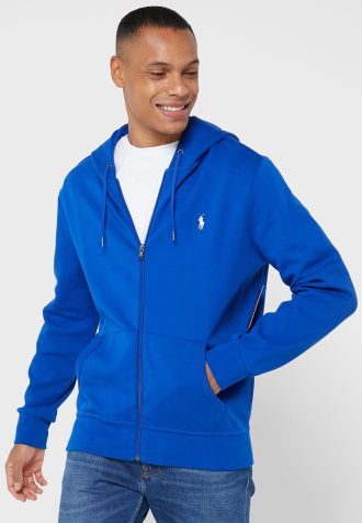Blå Ralph Lauren Essential hoodie för män