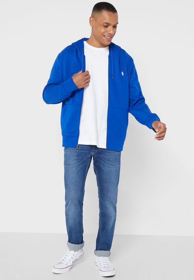 Blå Ralph Lauren Essential hoodie för män Blå Ralph Lauren Essential hoodie för män