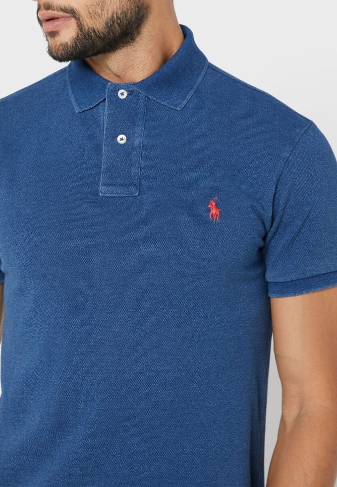 Blå Ralph Lauren Essential pikétröjor för män