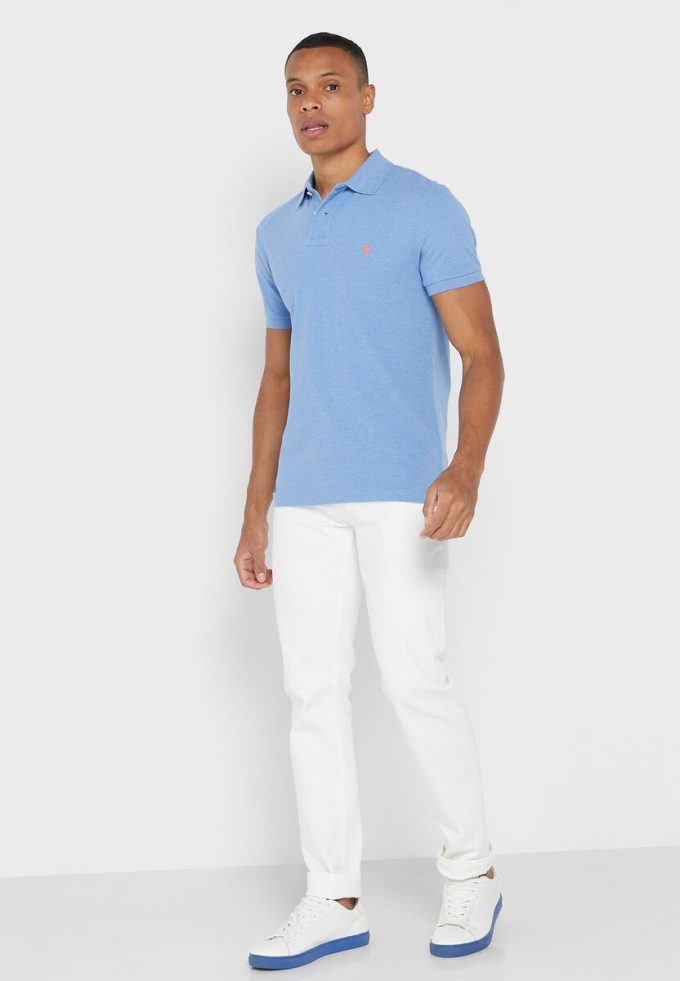 Blå Ralph Lauren Essential pikétröjor för män