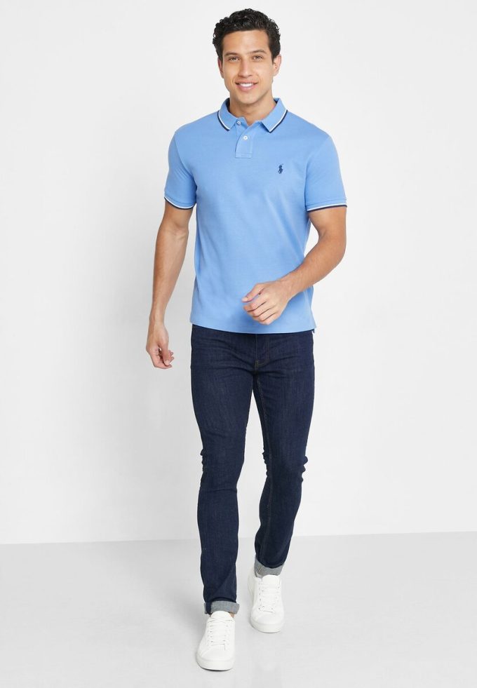 Blå Ralph Lauren Essential pikétröjor för män