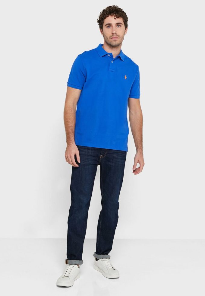 Blå Ralph Lauren Essential pikétröjor för män