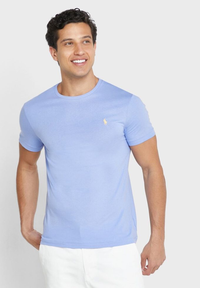 Blå Ralph Lauren Essential T-shirts med rund hals för män Blå Ralph Lauren Essential T-shirts med rund hals för män