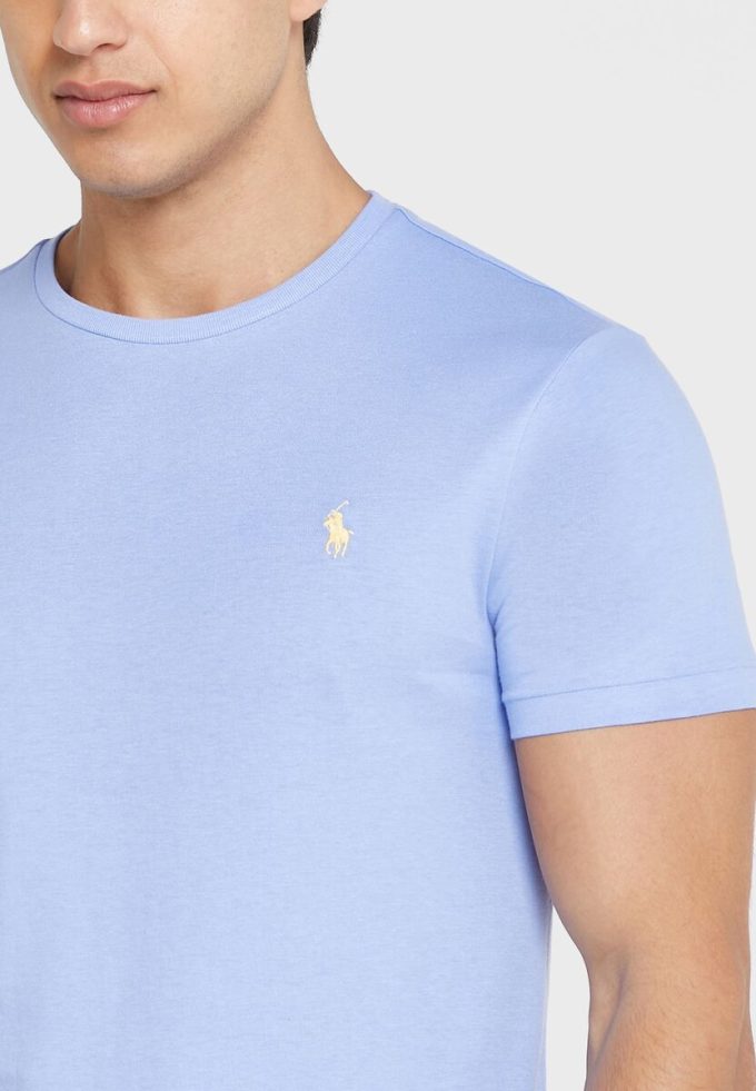 Blå Ralph Lauren Essential T-shirts med rund hals för män Blå Ralph Lauren Essential T-shirts med rund hals för män