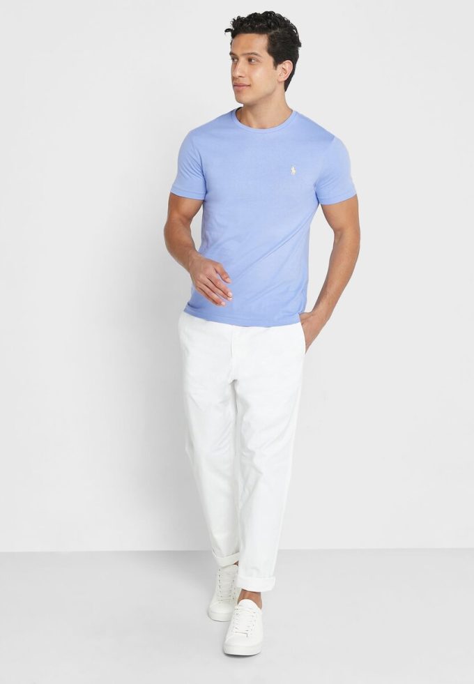 Blå Ralph Lauren Essential T-shirts med rund hals för män Blå Ralph Lauren Essential T-shirts med rund hals för män