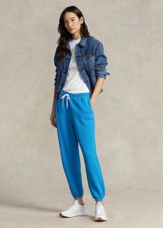 Blå Ralph Lauren fleecefriidrottsbyxor för kvinnor